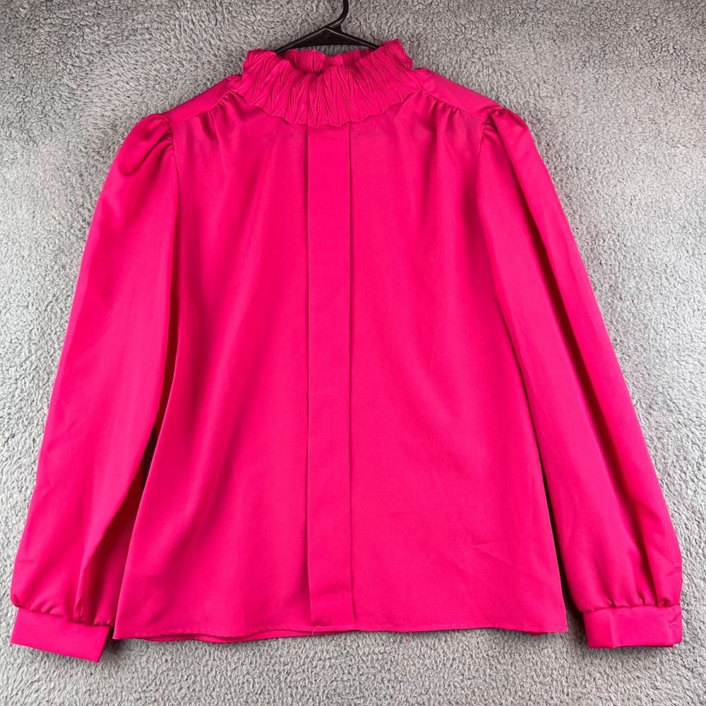 Vintage Rhoda Lee 1970s Pink Blouse Vtg Sz 12 Romantic Ruffled Collar